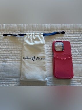 Valerie Constance iPhone 15 Pro Jetsetter Double Pocket Leather Case - Pink